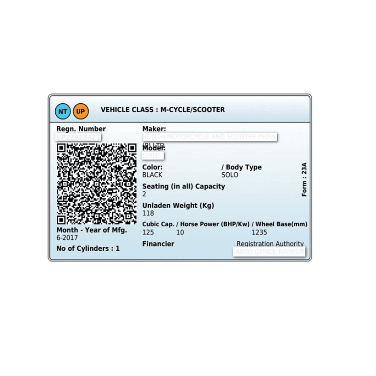 Print Registration RC PVC Card Print (Vehicle Registration Certificate Print ) - PVC Card ...