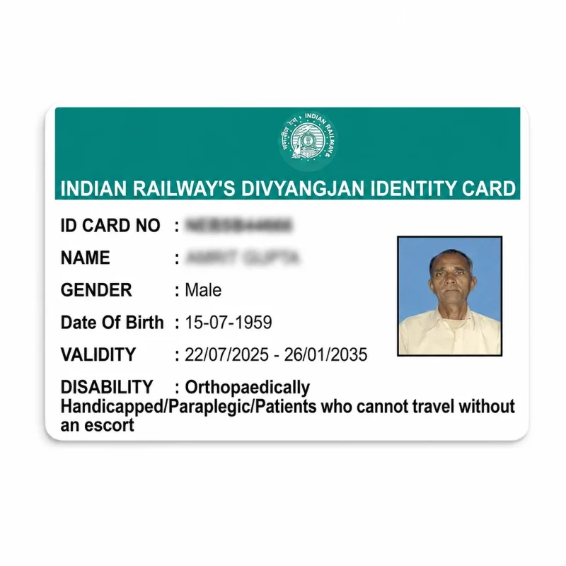 Indian Railway’s Divyangjan ID PVC Card